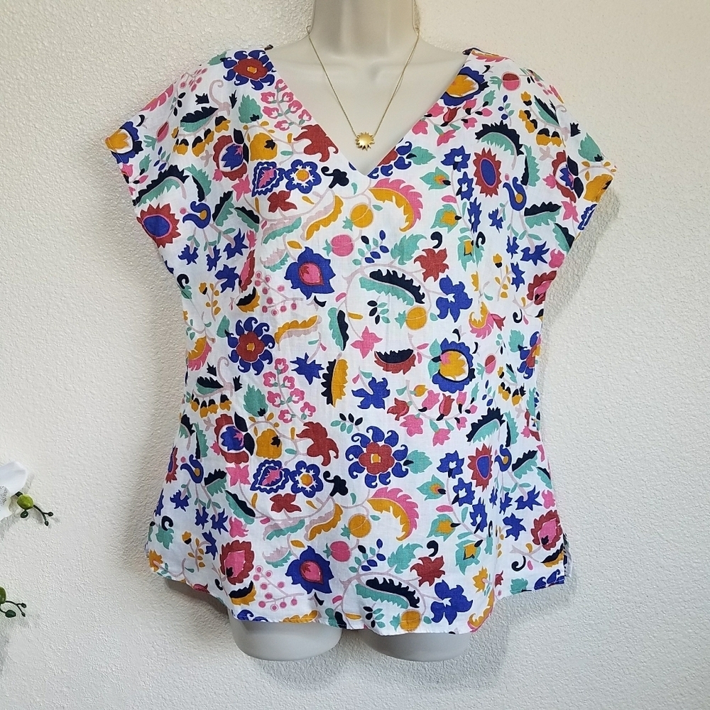 BODEN Alexandra Linen Floral Top